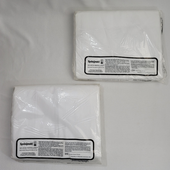 (2) Vtg No-Iron Muslin Twin Flat Sheet By Springmaid - Marvelaire - Picture 3 of 10
